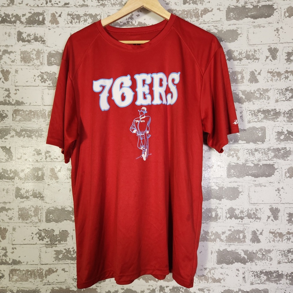 Philadelphia 76ers Shirt Men's L Red‎ Badger Sport Performance 76ers Graphic Tee
